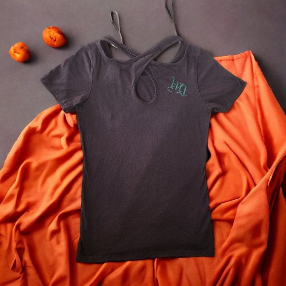 HARLEY DAVIDSON T-Shirt Cross Back Peephole Size LG - Picture 2 of 7